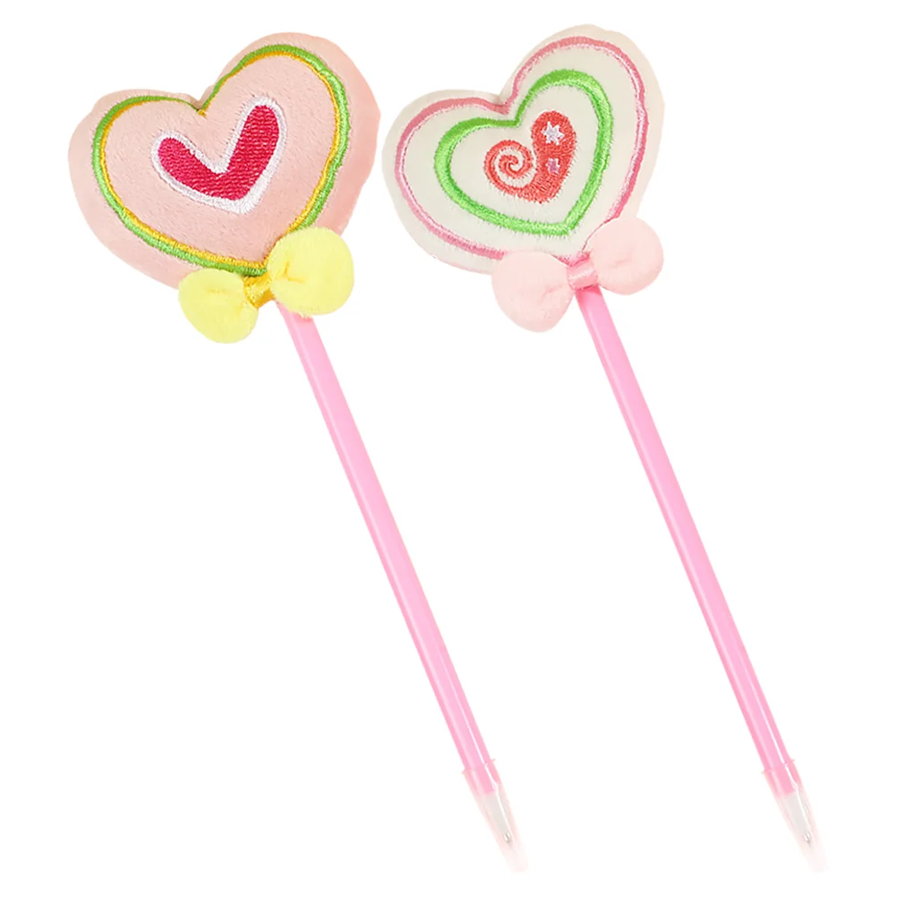 

2 Pcs Love Ballpoint Pen Pens Fine Smooth Writing Cartoon Portable Heart Shape Super Soft Embroidery Decorative