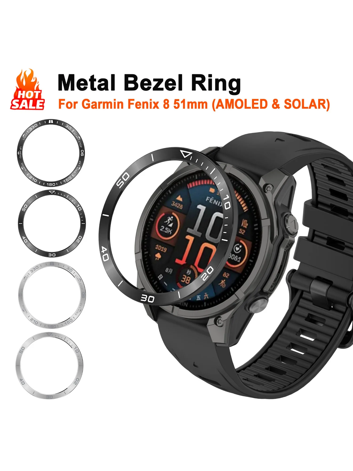 Metallrahmenring für Garmin Fenix 9/8 AMOLED 51MM 47MM Smartwatch, Stoßfänger für Fenix 9/8 SOLAR 51MM, Schutzrahmen, Schutzring