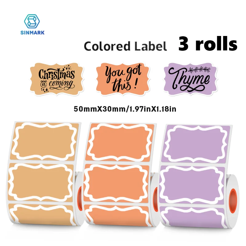 

SINMARK 3 Rolls Color Sticker Thermal Label Paper Clouds Waterproof Labels Cute Handmade DIY Stickers Use for Thermal Printer