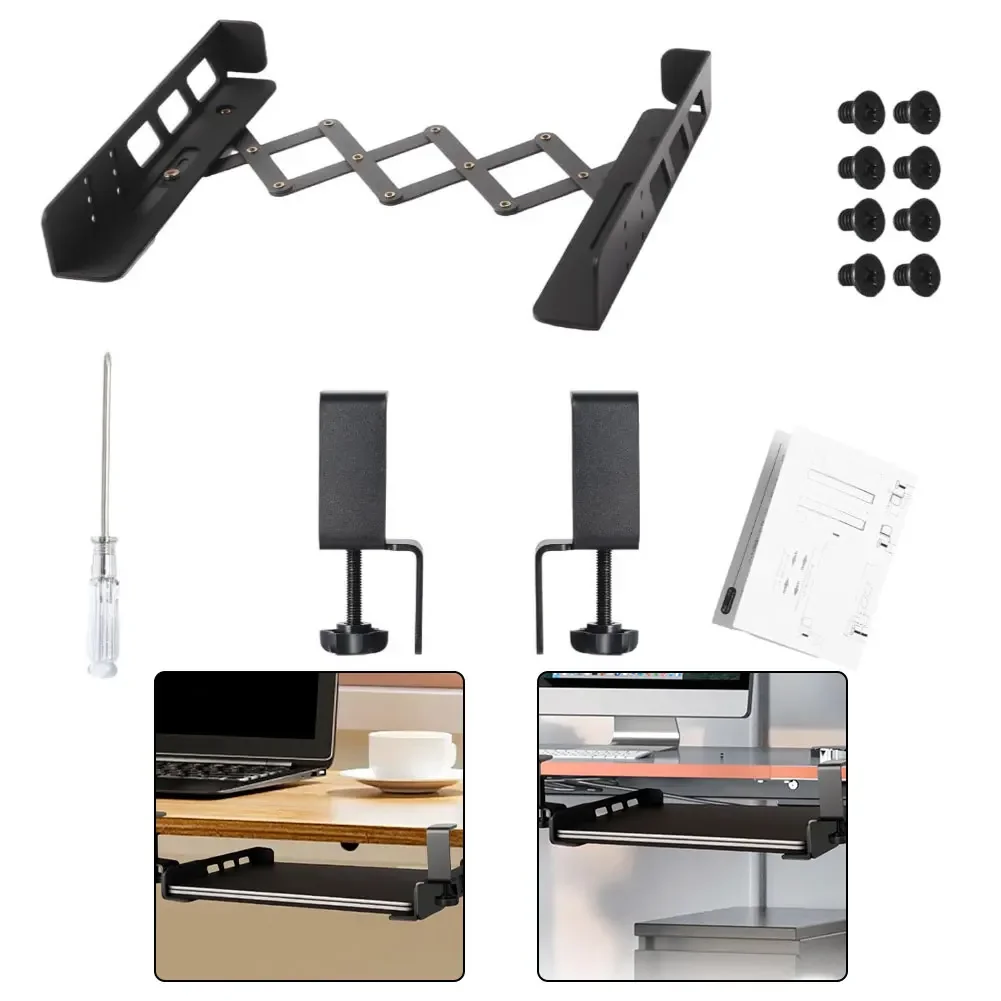Under Desk Laptop Mount: No Drill Steel Holder With Anti-Scratch Pads For Under Desk Laptop Mount Tablet Accessories Parts