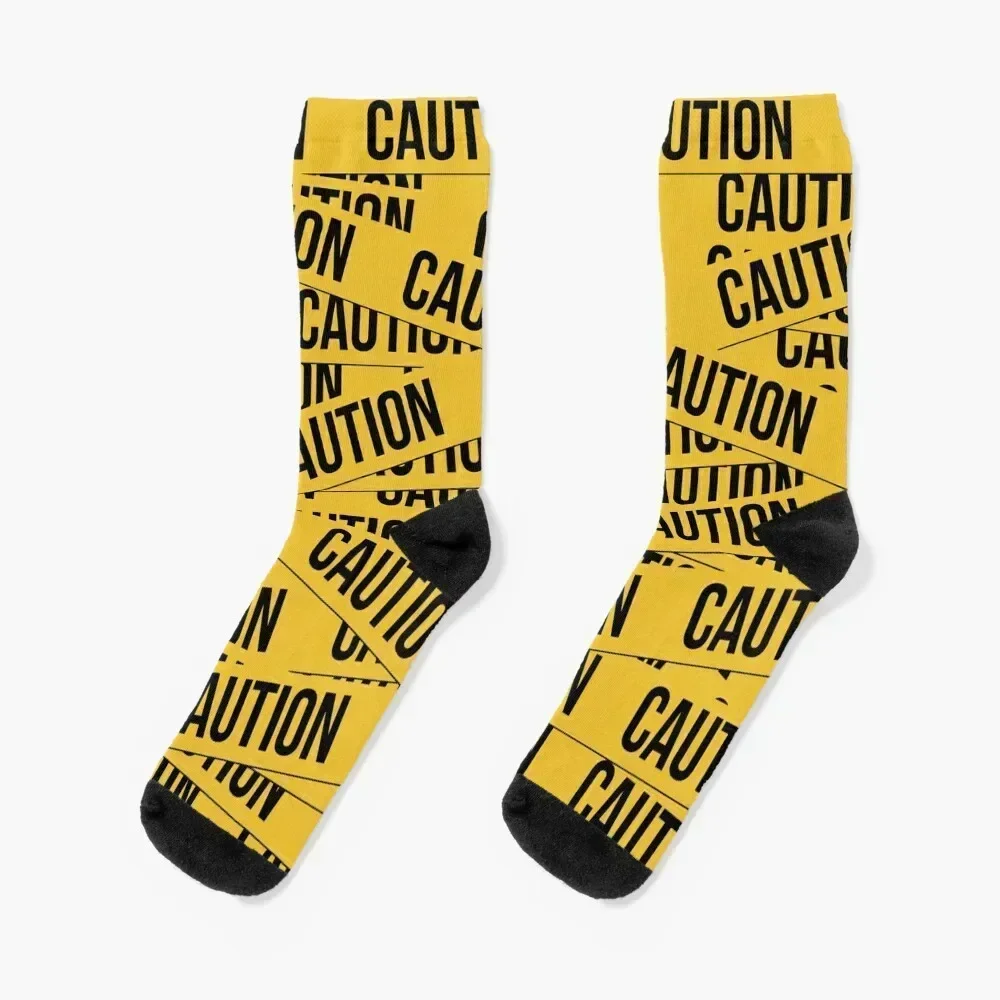 

Caution Socks halloween loose funny gift compression Man Socks Women's