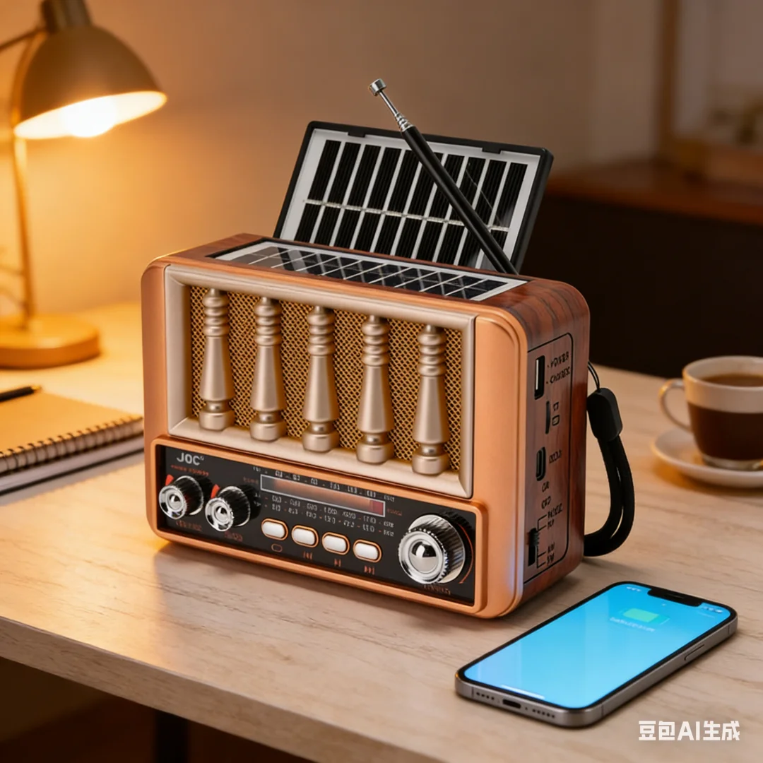 ヴィンテージワイヤレススピーカー-ソーラー充電式-am-fm-sw-3バンドラジオ-bluetooth対応-tfカード-usb駆動-レトロラジオ