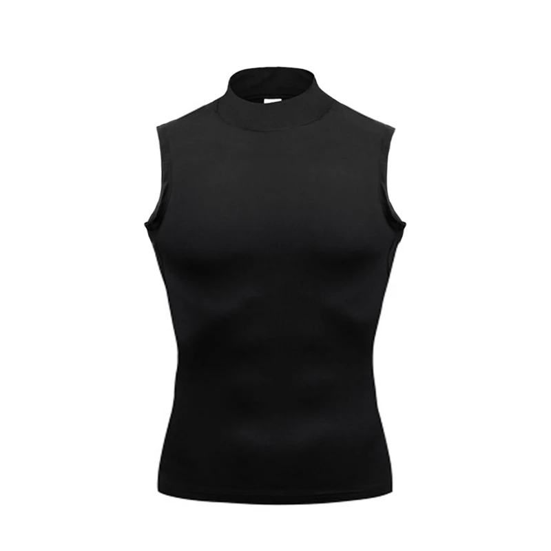 Compression Shirt Men Gym Tank Top Muscle Fitness Clothing Turtleneck Sport Sleeveless T Shirt Elastic Bodybuilding Running Vest image 4