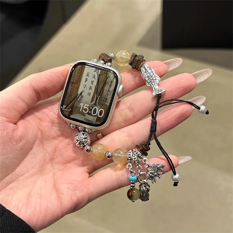 보헤미안 여름 크리에이티브 세라믹 나비 펜던트 비즈, iWatch 스트랩과 호환 가능, 38mm, 40mm, 41mm, 42mm, 44mm, 45mm, 신제품