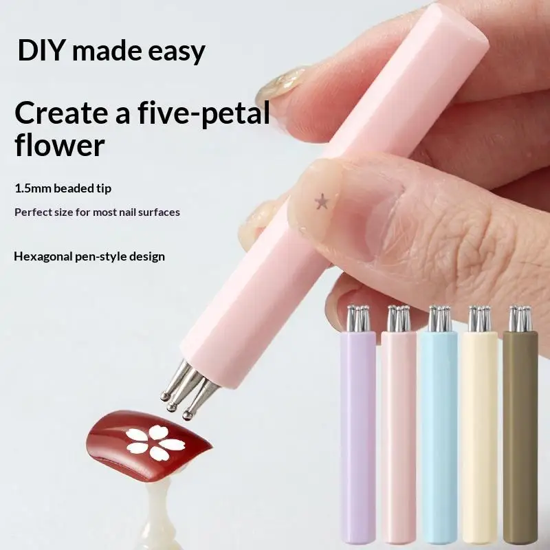 DIY Nail Art 5-Petal Dotting Tool Flower Creator 1.5mm Fine Tip Rhinestone Pickers Manicure Nail Art Painting Tools Brushes