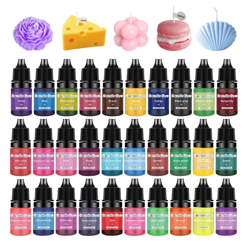 Professional Coloring Dye Set Essential Liquid Dye Pack Wax Pigment Liquid Colorant for Candle Making