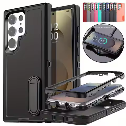 Case For Samsung Galaxy S25 S24 S23 Ultra Plus S22 A16 A54 A53 A14 A53 4G 5G Heavy Duty Rugged Protective with Kickstand Cover