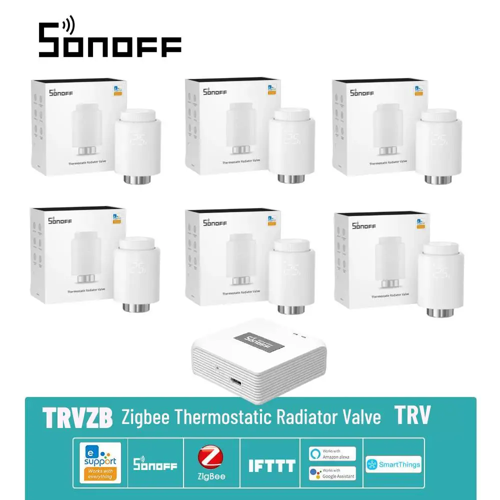 SONOFF TRV Zigbee 온도 조절 라디에이터 밸브, TRVZB 스마트 홈 난방 액추에이터, 온도 알렉사 구글 홈 ZHA MQTT EWeLink