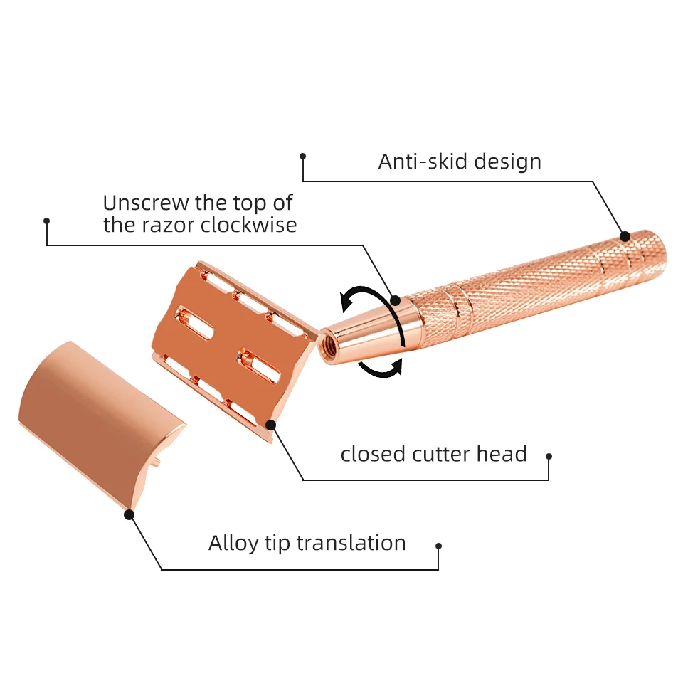 Adjustable Safety Razor Double Edge Classic Mens Shaving Mild to Aggressive 1-6 File Hair Removal Shaver it with 5 Blades