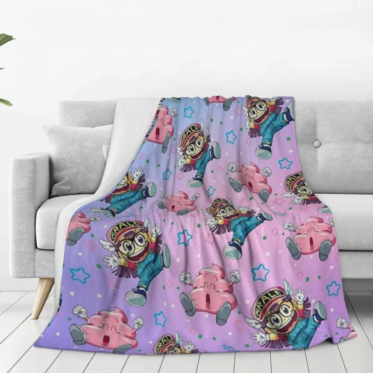 Arale And Poop Dr Slump Blanket Flannel Portable Throw Blankets Sofa Throw Blanket For Couch Bedding Office Throws Bedspread