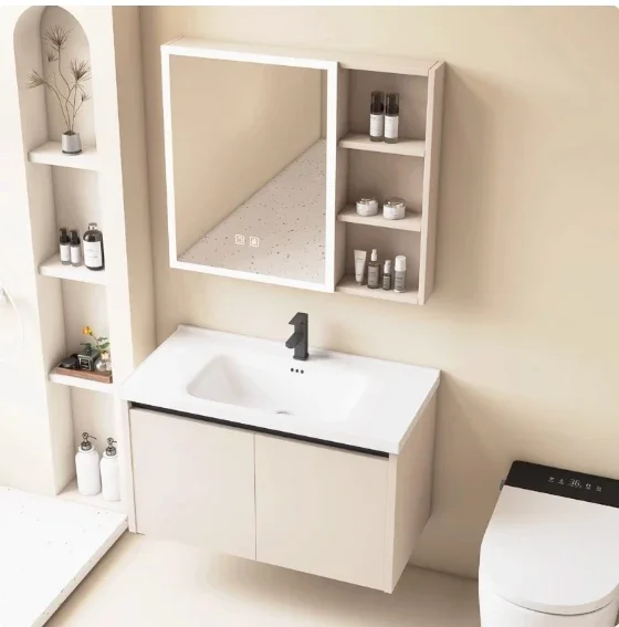 Bathroom cabinet combination 35cm40 width 44 integrated ceramic wash basin small apartment bathroom