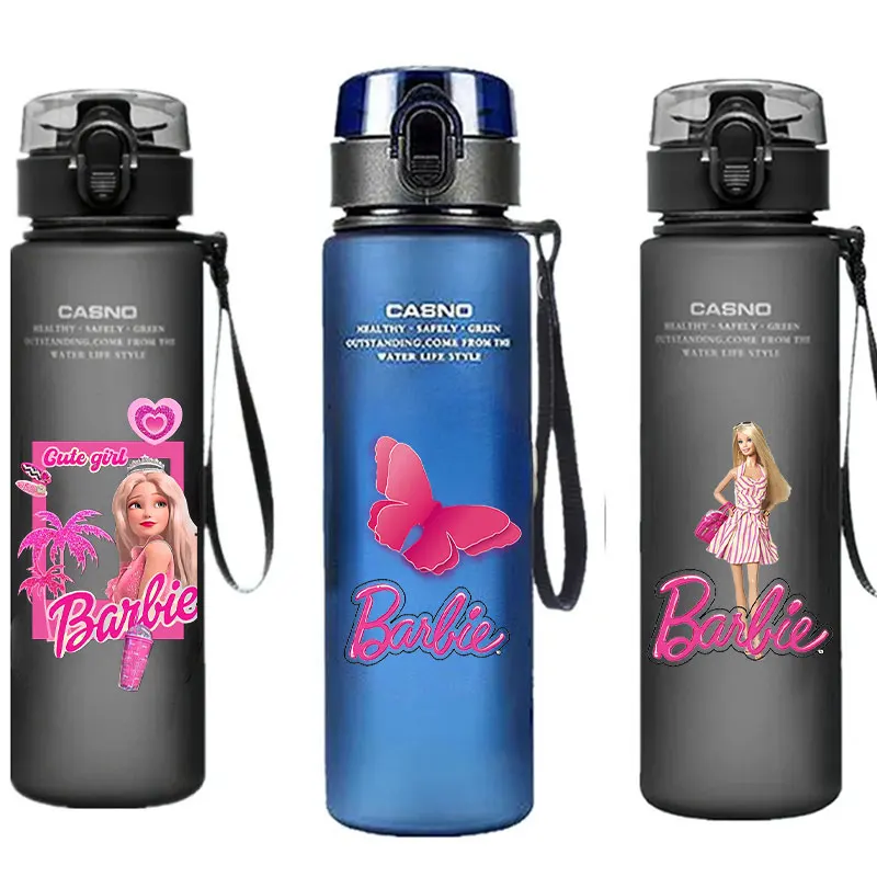 Barbie 560ML Water Cup Portable Plastic Cartoon  Adult Outdoor Large Capacity Children's Sports Water Bottle Drinking Girl Gifts