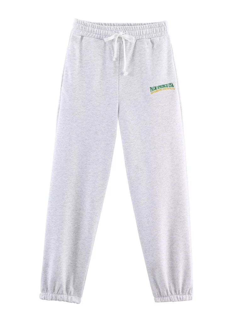 เสื้อสเวตเชิ้ตลายพิมพ์ทรงกลมสวมใส่สบายสำหรับผู้หญิง ฤดูใบไม้ผลิ 2026 กางเกงขายาวทรงหลวมลำลอง เหมาะสำหรับใส่ไปทำงาน เอวทรงสลิม