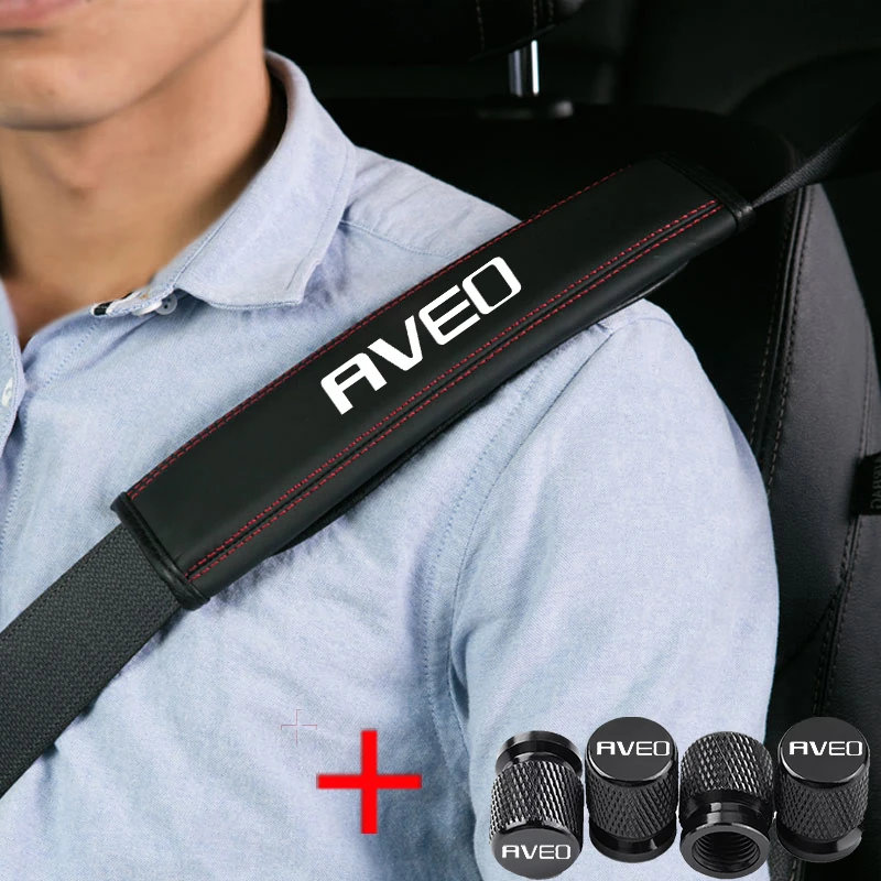 1 piece of seat belt shoulder protector suitable for AVEO cars, classic and stylish, durable material, plus 4pc AVEO valve