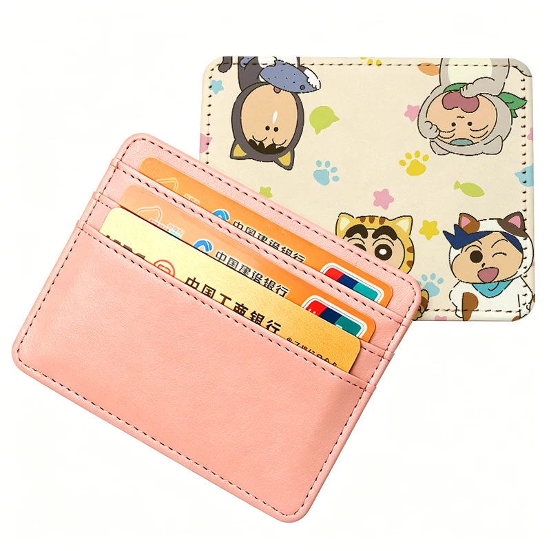Crayon Shin-chan Thermal Sublimation Card Sleeve Female Credit Cards Holder Man Woman Cute PU Wallet ID Cards Pack Passport Bag