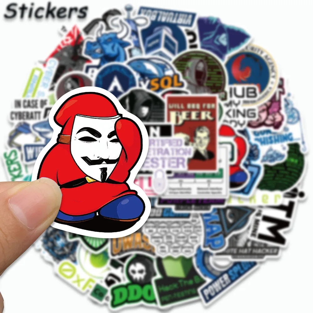 50PCS Hacker Programming Sticker Cool Decals For Suitcase Laptop Ipad Phone Scrapbooking Material Guitar Craft Supplies Vintage