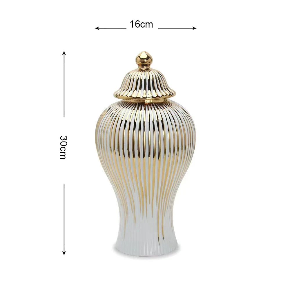 Ceramic Light Luxury Electroplated General Cans European Style Flower Vase Crafts Decorative Decorative Storage Tanks with Soft - Image 4