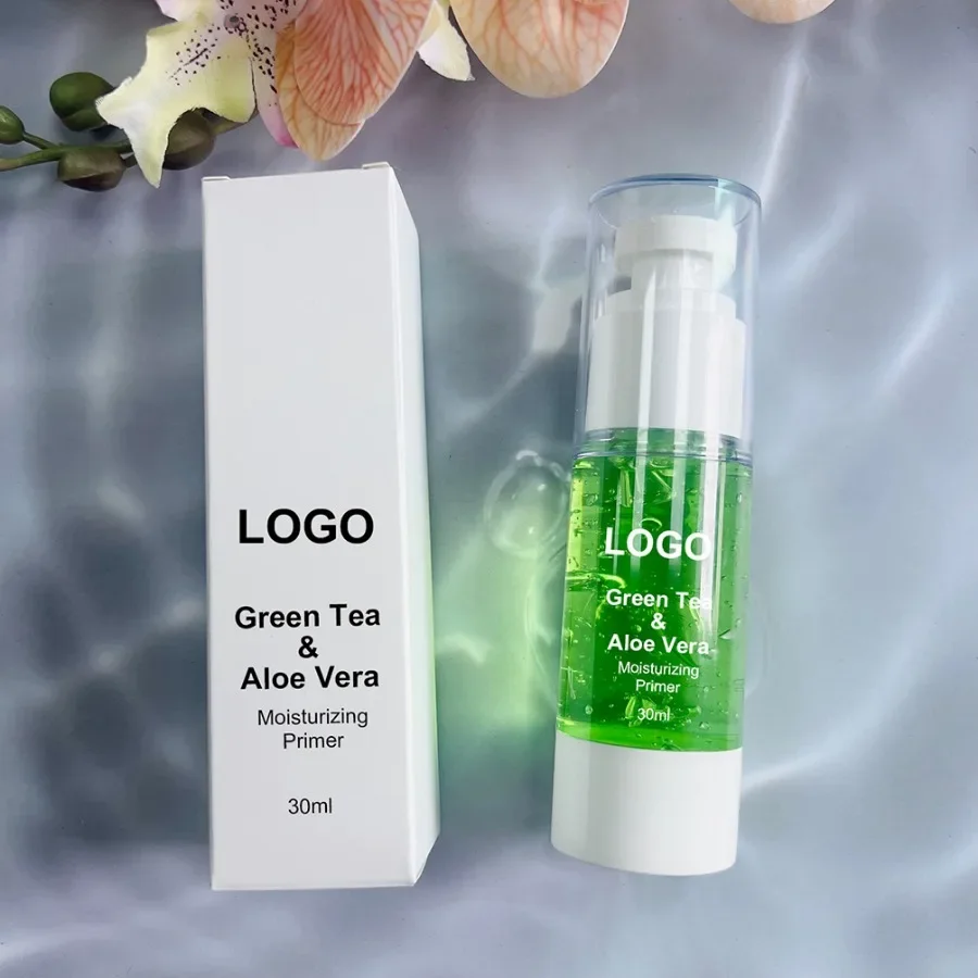 Private Label 30ml Moisturizing Primer Green Tea&aloe Vera Oil Control Hydrating Easy To Use Pre Makeup Base Cream Bulk Makeup