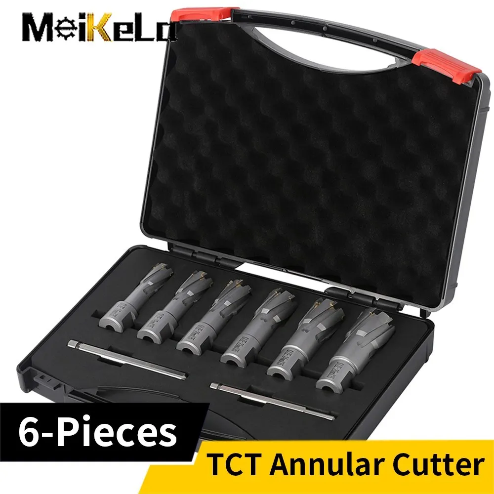 Meikela 6PCS Diameter 16MM-26MMX35MM TCT Annular Cutter With 3/4