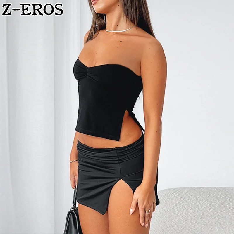 Z-eros-solid color square neck top para mulheres, regata com alça, costas abertas, umbigo aberto, ultra curto, verão