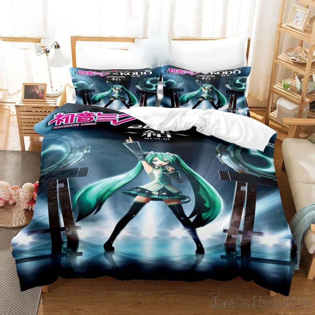 Anime Quilt Set Hatsune Duvet Cover Set HD Comforter Cover for Kids Bedding Sets Bedclothes Bedroom Decor