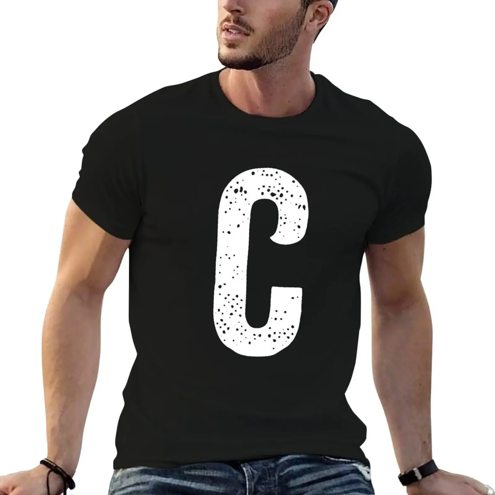 Big letter C T-Shirt boys animal print quick-drying custom t shirt mens white t shirts