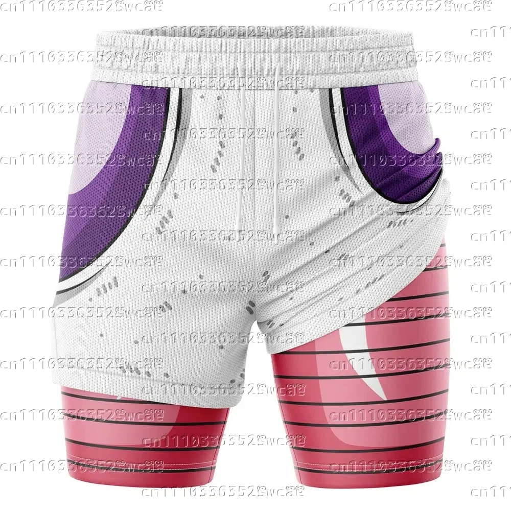 Bandai Brand Anime Dragon Ball Frieza and Goku Theme Fashion Summer 2-in-1 Sports Shorts New Product Family Matching