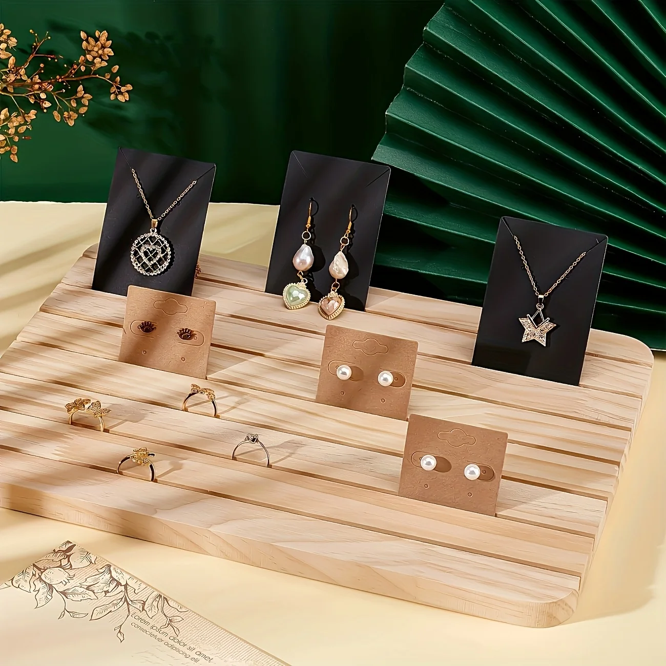 

1pc Solid Wood Jewelry Display Stand,Multi-functional Showcase,Suitable for Rings, Card Storage,and Visits,The Best Holiday Gift