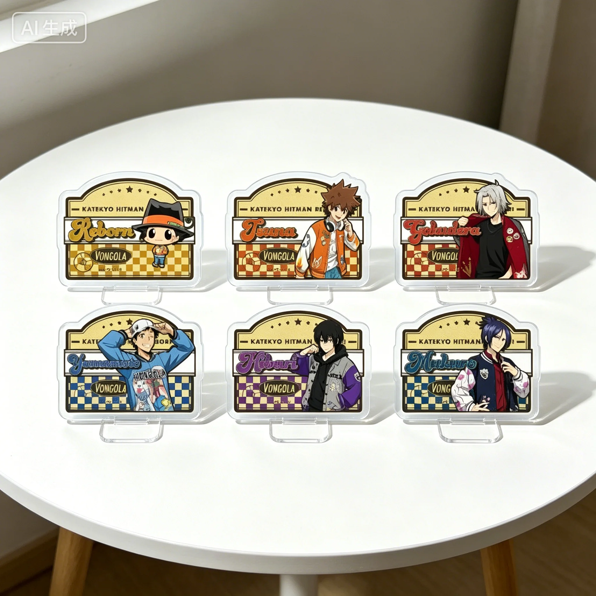 Акриловая фигурка-подставка GraffArt по аниме Katekyo Hitman Reborn: Савада Цунайоши, Гокудера Хаято, брелоки, декор для стола