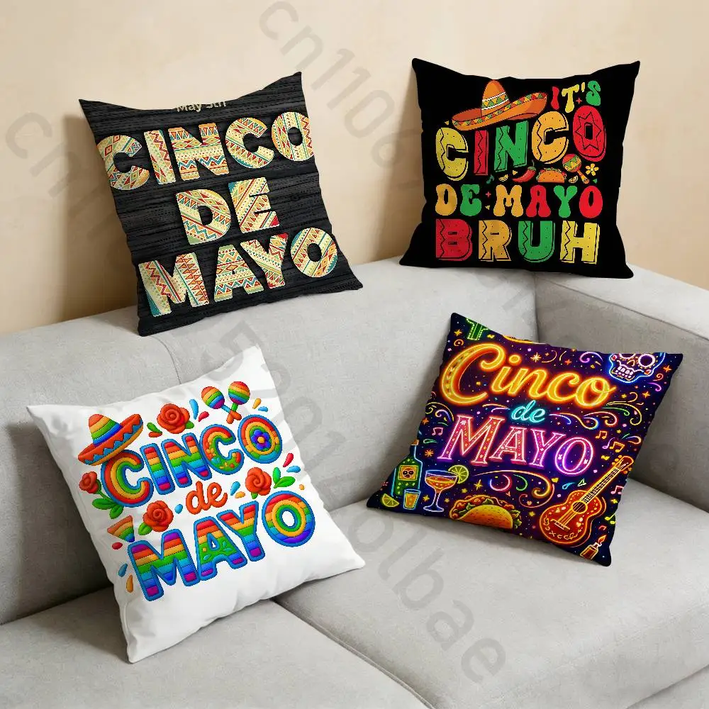 cinco de mayo Pillow Case Anti-dustmite Pillowcase Invisible zipper silky short plush Sofa cushion cover