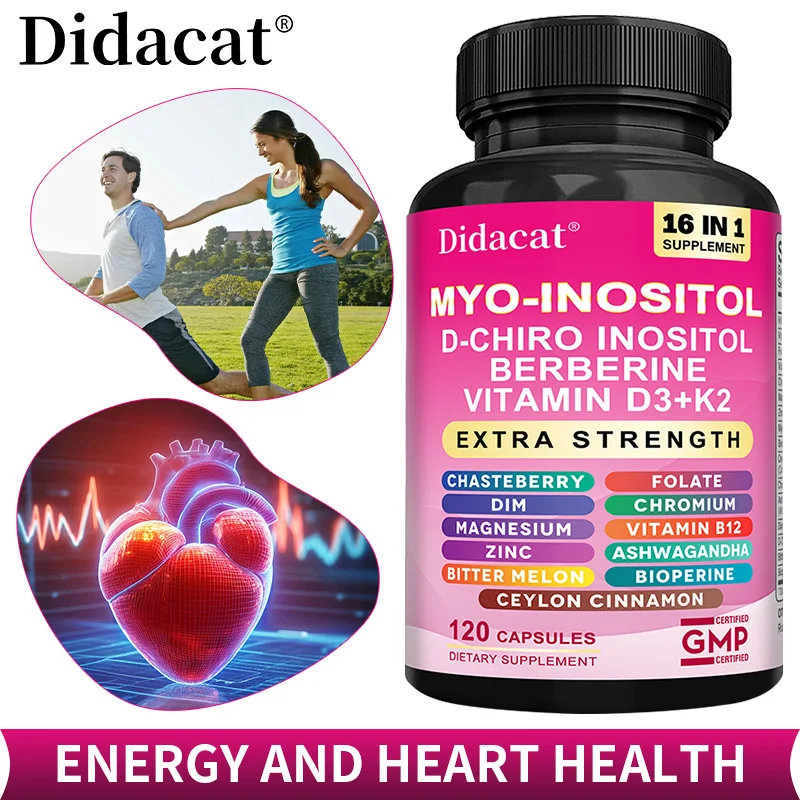 Cápsulas de Complejo de Mioinositol, D-Chiro-Inositol y Vitamina D3 K2, Bienestar Diario Natural, Relajación del Estado de Ánimo y Apoyo a la Vitalidad Corporal