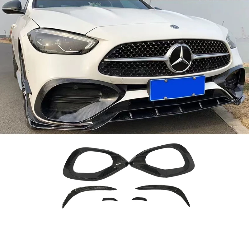 C200L C260L Carbon fiber Front bumper fin W206 AMG Intake Vane blade  For Mercedes C-Class W206 2022+