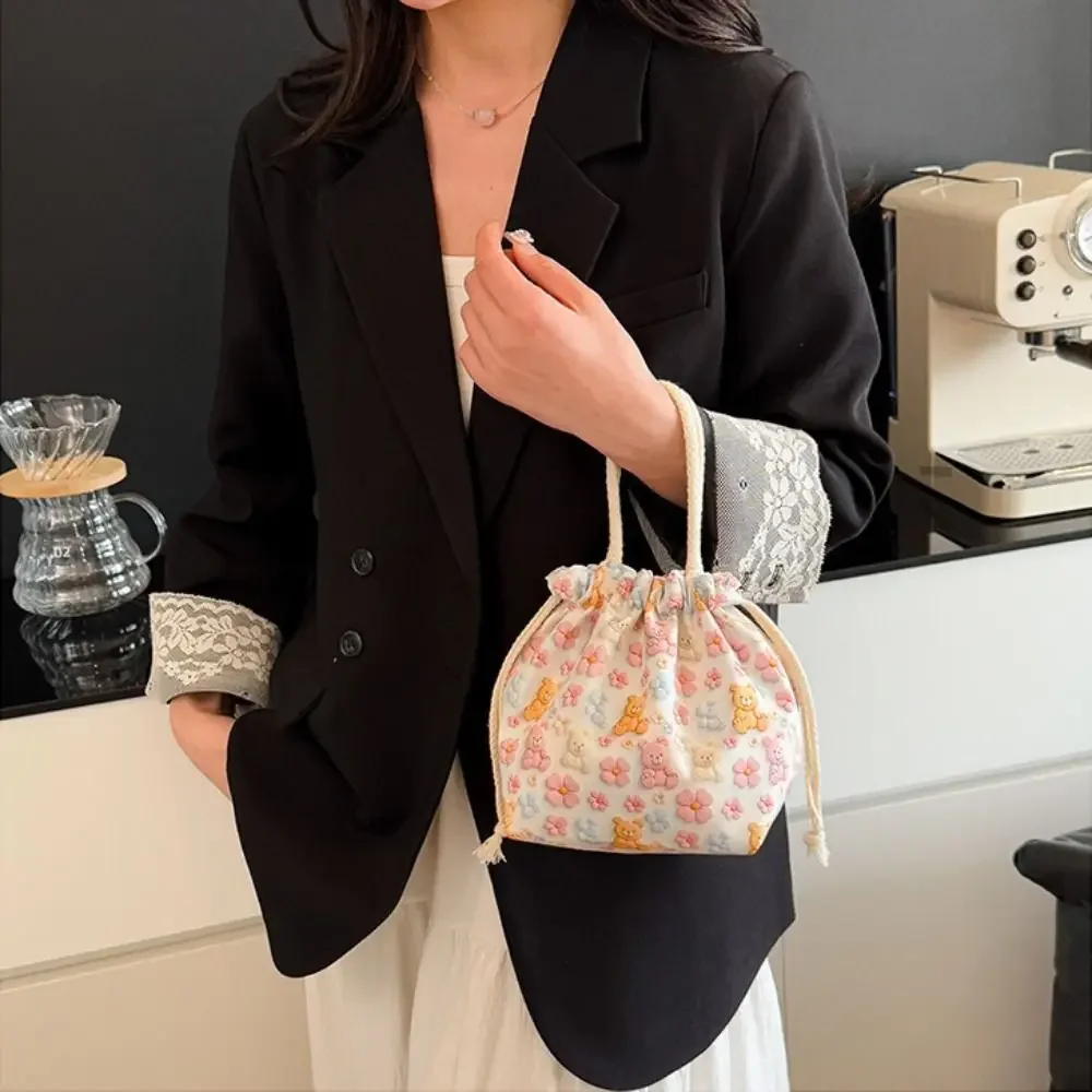 

Cute Animal Prints Women's Handbag Attractive Design Portable Drawstring Bucket Bag Large Capacity Phone Bag Purse