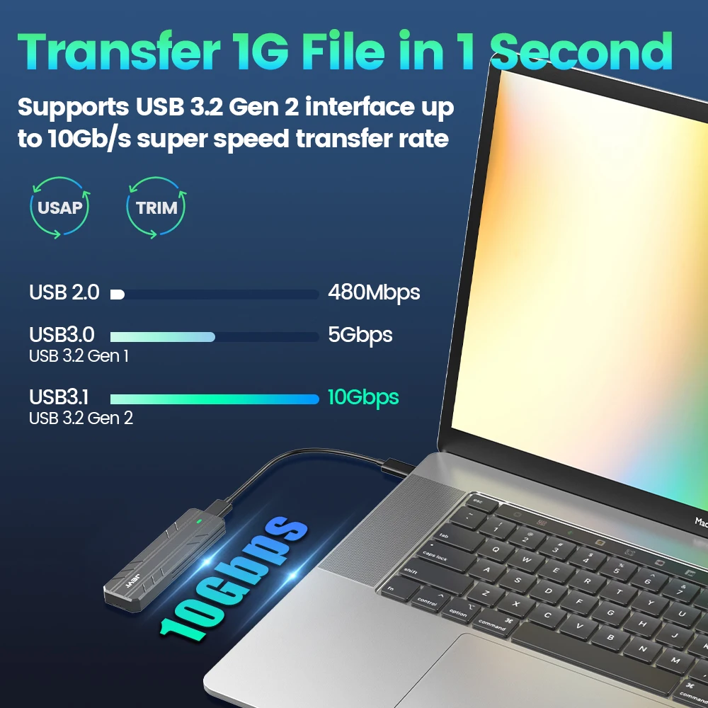 Imagem -03 - Nvme Gabinete Ssd Sata Caixa de Disco Rígido de Protocolo Duplo Usb c 3.2 Gen 10gbps 6gbps M-key b e m Key Reader Jeyi-m.2