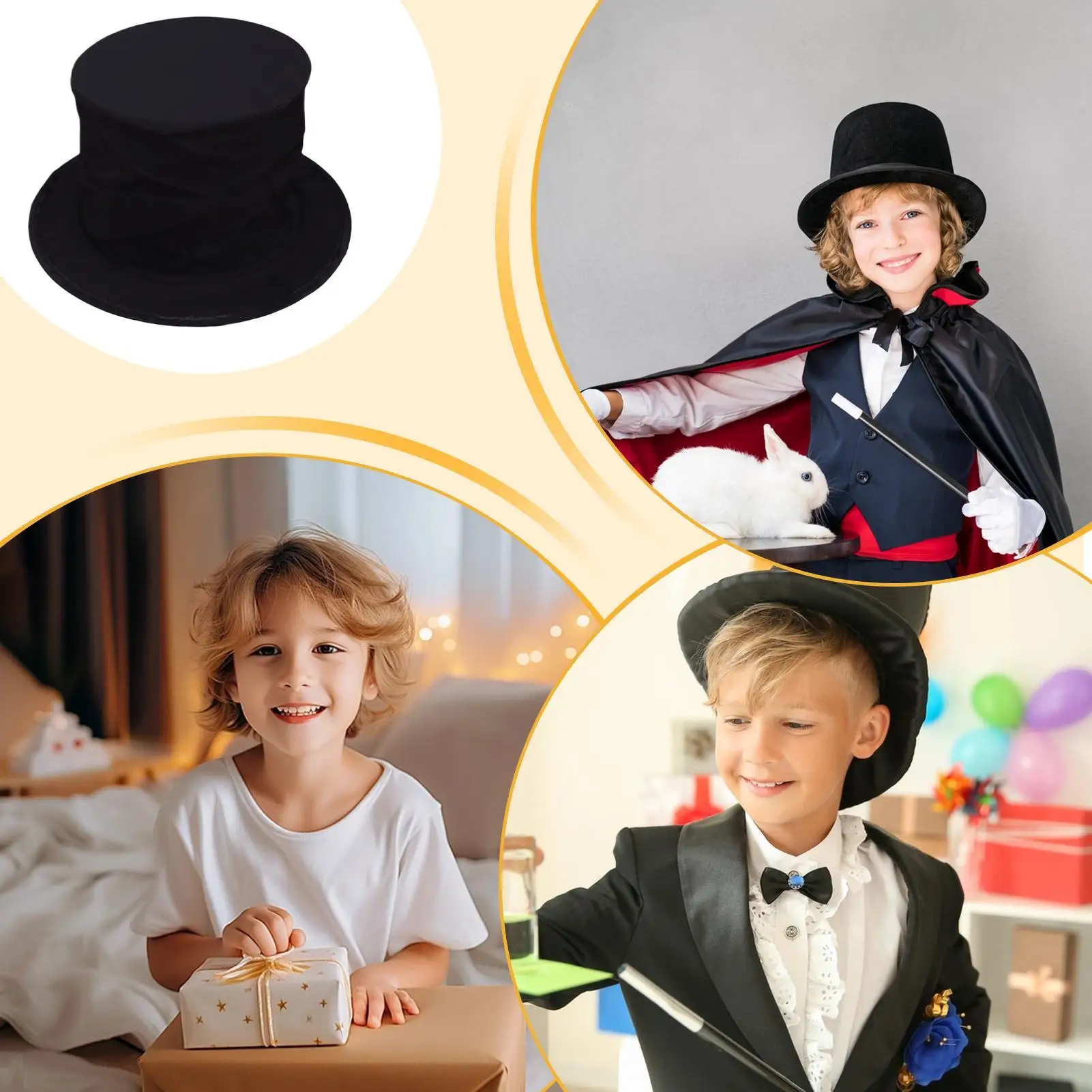 

Magician's Hat Foldable Comedy Cosplay Headgear Magician Fancy Style Top Hat For Men Women Girls Youth Teens Halloween Themed