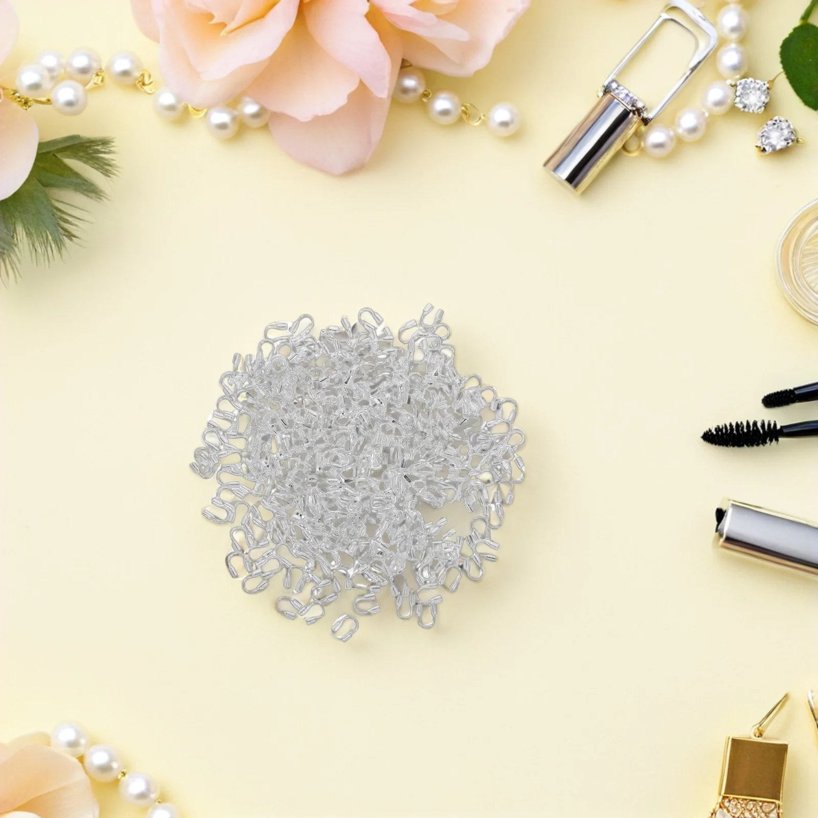 

300pcs Jewelry Positioning Tubes Copper Wire Protectors Crimp U Shaped End Caps Durable Guard for Necklaces Bracelets Earrings