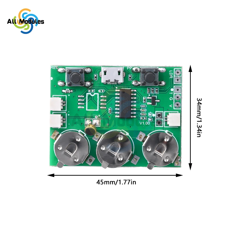 100 sekund nagrywanie USB Audio tablicy odtwarzania moduł muzyczny moduł głosowy kartka z życzeniami ruch DIY wersja przycisku