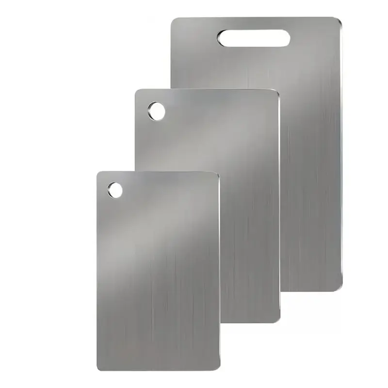 VEHO-3PCS 100% Pure Stainless Steel Cutting Board Set, Double-Sided Food-Grade Boards, Dishwasher Safe