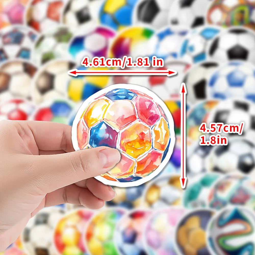 50/100 Pcs No Repeat Colorful Cool Soccer Doodle Stickers DIY Cup Phone Storage Box Helmet Suitcase Guitar Piano Drawer Decals