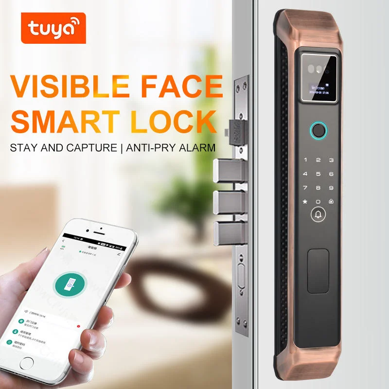 Aluminum Alloy Face Recognition Fingerprint Password Palm Vein Smart Door Lock Cat Eye Camera Cloud Storage For Wood