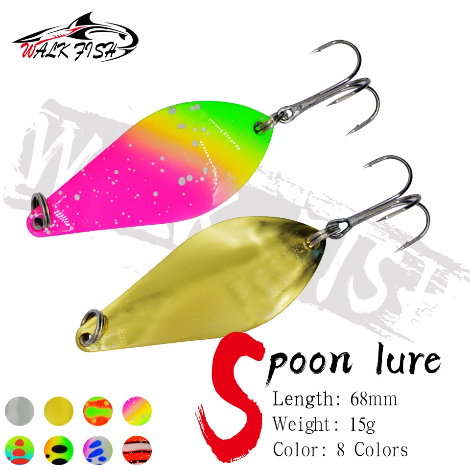 WALK FISH 68mm 15g Löffel-Spinnköder Forellenköder Wolfsbarsch-Köder Wobbler Harter Kunstköder für Meeresfischerei