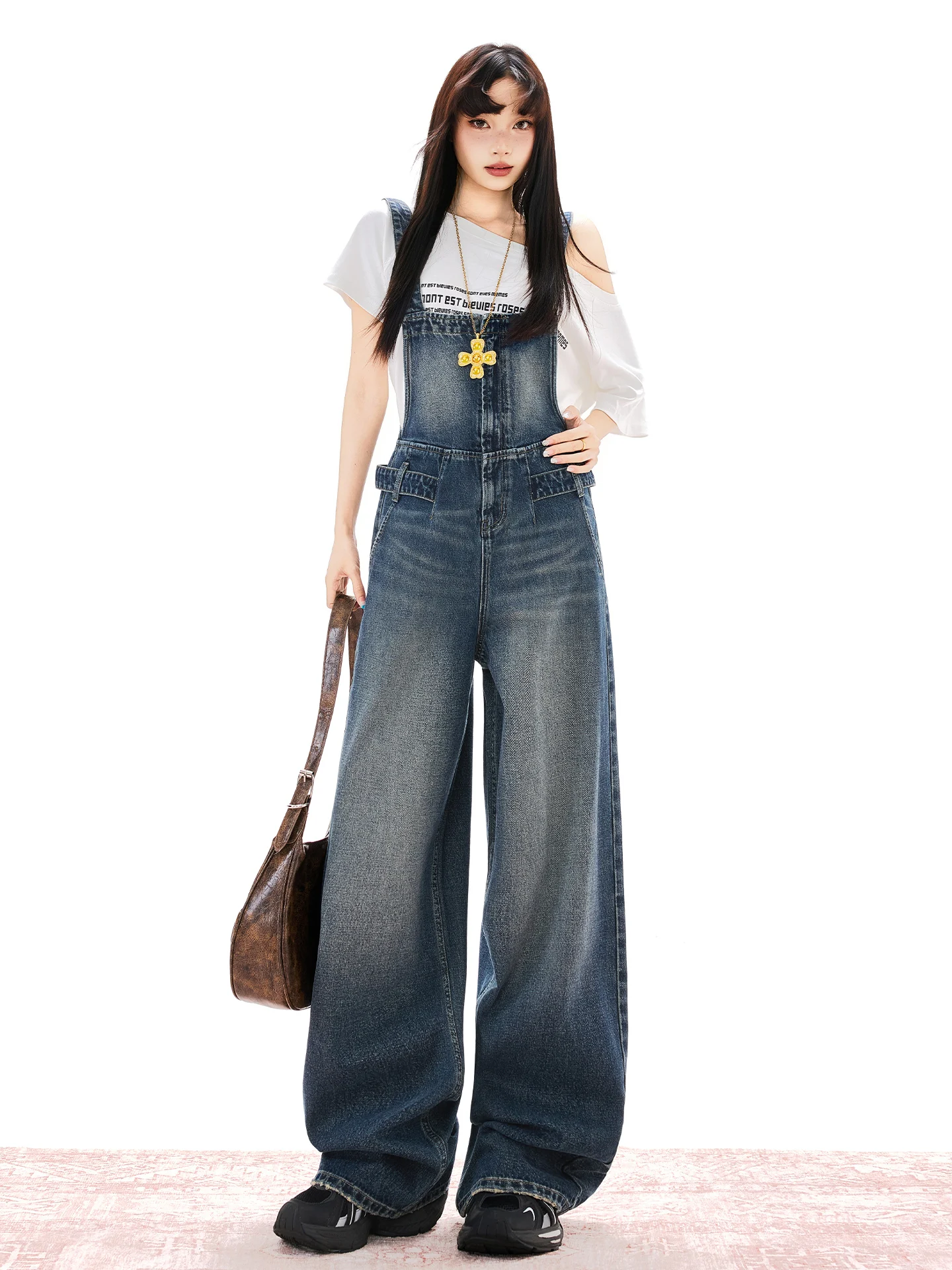 

Worn-In Waed Denim Overalls Women's Lazy Sle Versatile Comfortable Drapey Wide Leg Jumpsuit Spring Summer Casual Wear