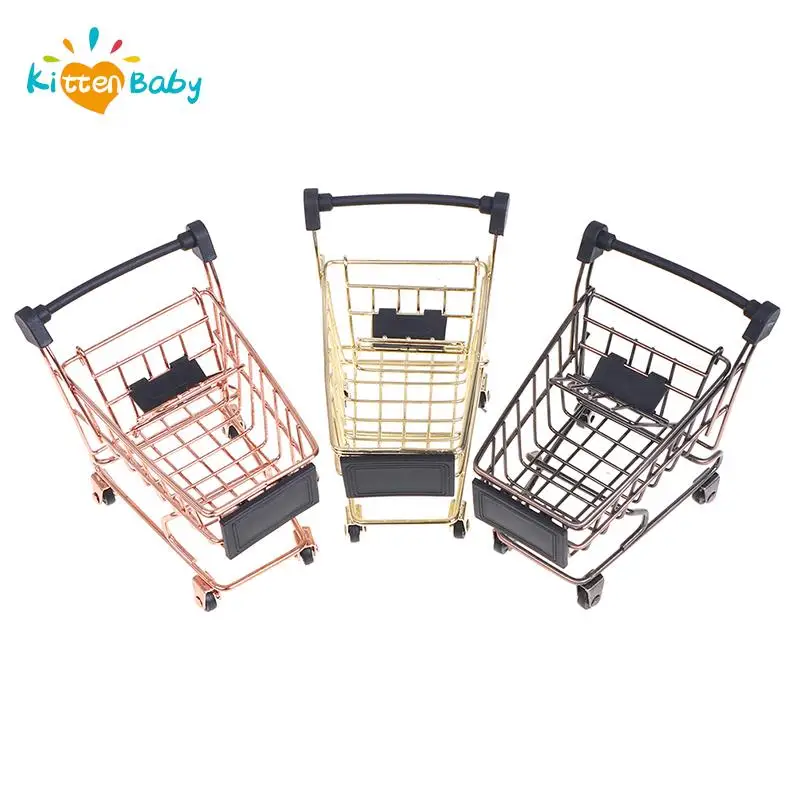 1Pcs Cute Mini 1/12 Miniature Dollhouse Supermarket Shopping Cart Trolley Play Doll Food Drink Accessories Toy