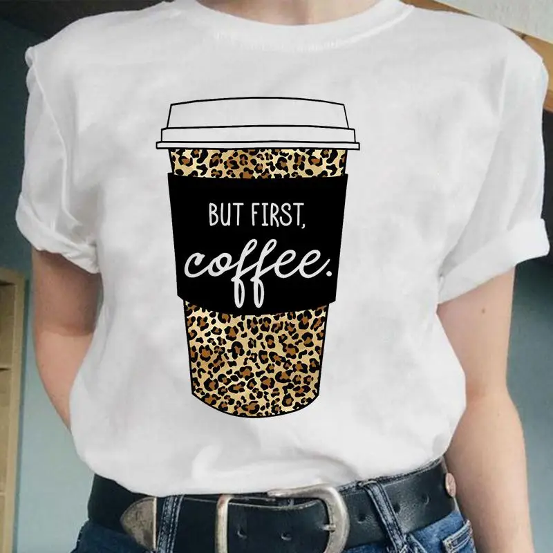 

Female Tops Cartoon Lady Clothes Tees Tshirt Print T-Shirt Women Mujer Camisetas Coffee Love 90s Short Sleeve Fashion Graphic