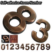 1 PC Waterproof Bronze ABS Plastic Self-adhesive Door Plates Room Number Digits Sticker Address Sign