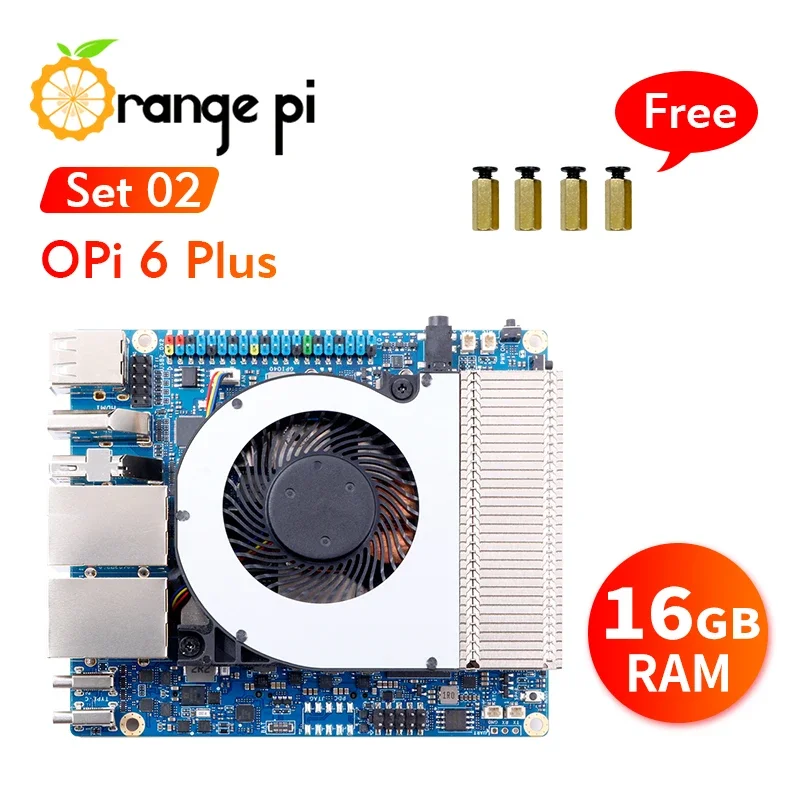 BoMaSOrange Pi 6 Plus 16G+Cooler DDR5 CIX SoC Mini PC M2 NVME SSD 45TOPS NPU Single Board Computer Run Linux/Android/Windows/ROS