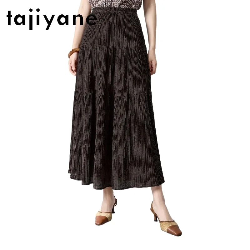 

TAJIYANE 19MM 97.6% Mulberry Silk Skirts for Women Elegant Pleated Long Skirt Casual Spring Shirts 2026 New Woman Clothing юбка