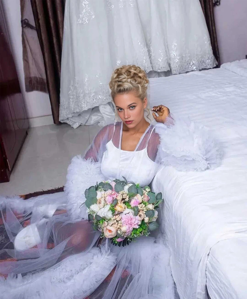 Ruffles Wedding Robe Photo Shoot Pregnant Women Photography Gown Kimono Evening Prom Tulle Robe Bathrobe Long jacket Customized