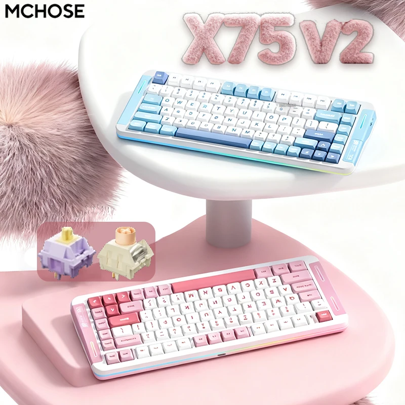 

MCHOSE X75 V2 Mechanical Keyboard 75% RGB Hot-Swappable Thocky Ergonomic Design for Windows/MAC Office and Gaming