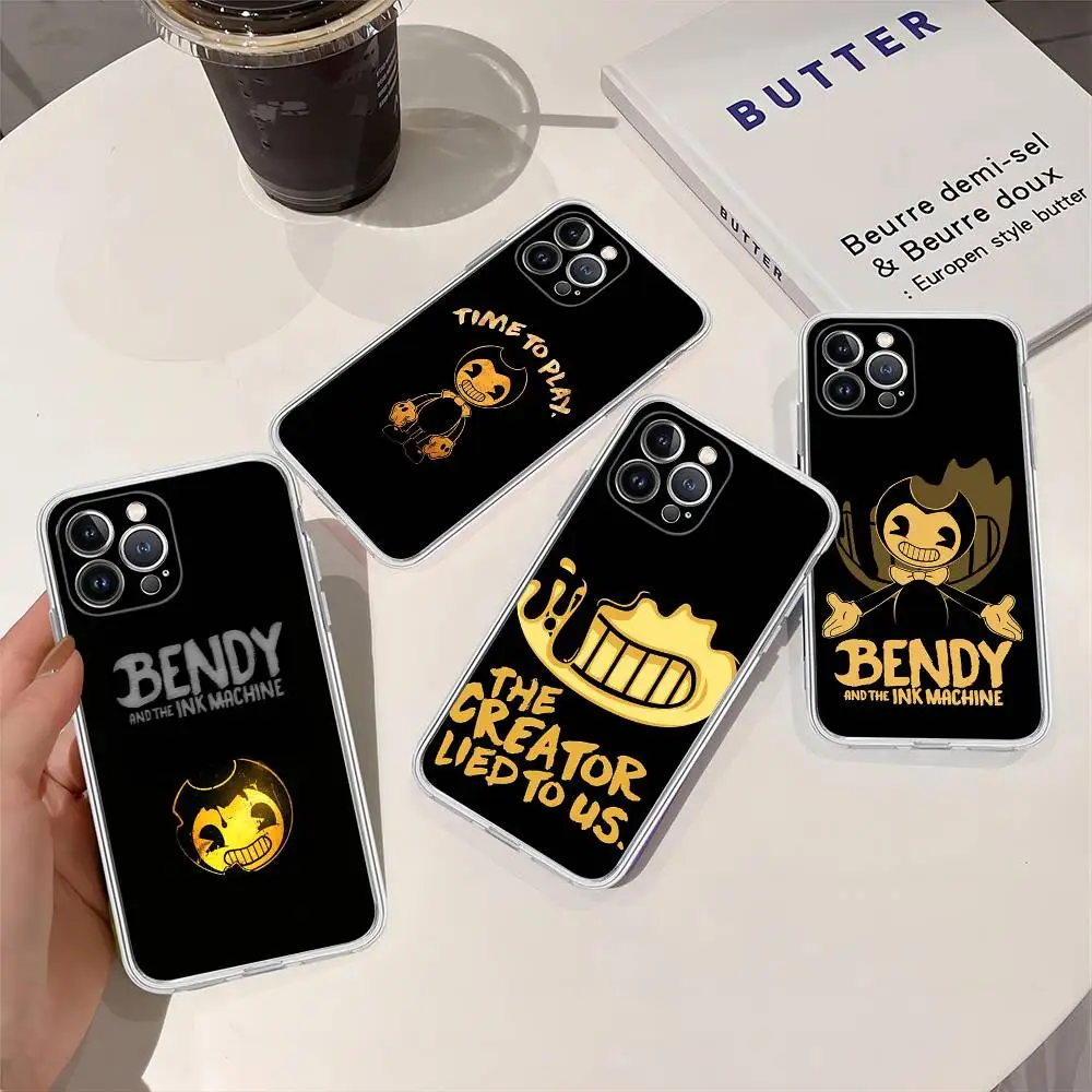 Funda de silicona TPU Game B-Bendy And The I-Ink M-Machine para iPhone 11 12 13 14 15 16 17 Pro Max, cubierta trasera transparente a prueba de golpes